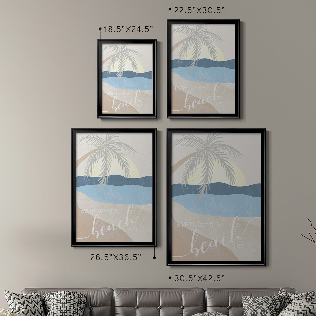 Beach Day - Modern Framed Canvas Print