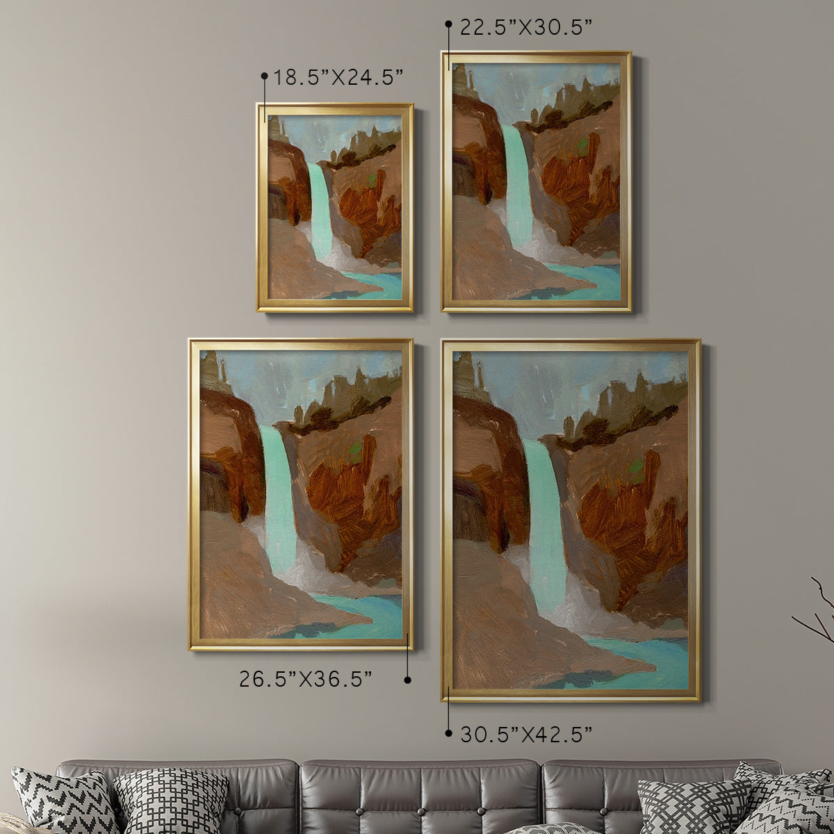 Turquoise Falls I - Modern Framed Canvas Print