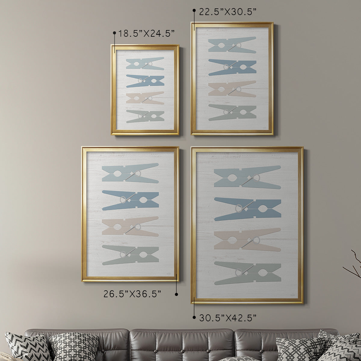 Laundry Pins - Modern Framed Canvas Print