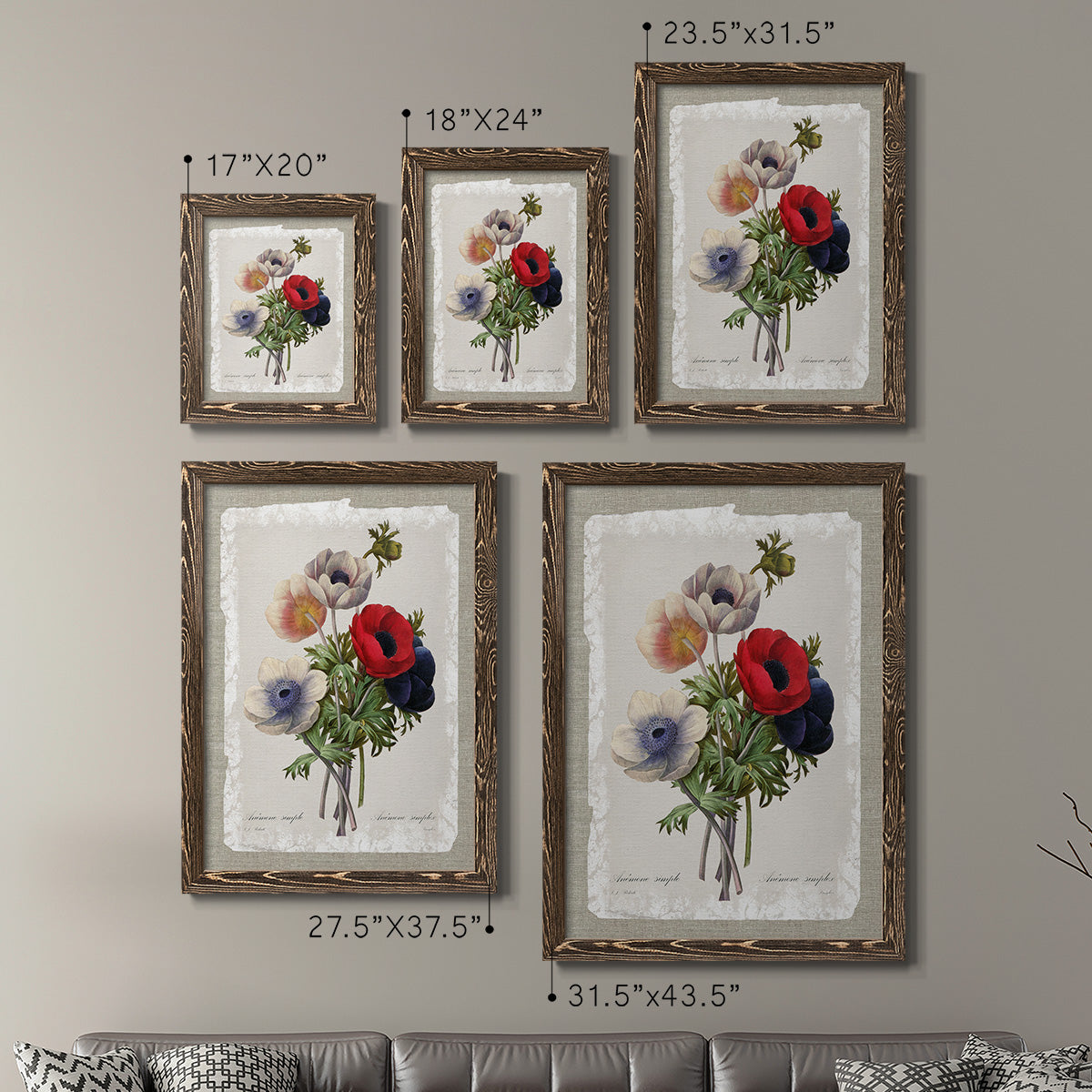 Botanical Bouquet Anemone - Premium Framed Canvas 2 Piece Set - Ready to Hang