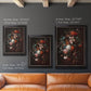 Classical floral still life painting by Jan van Huysum in an ornate black frame with gilded inner detail shown in multiple vertical size options.