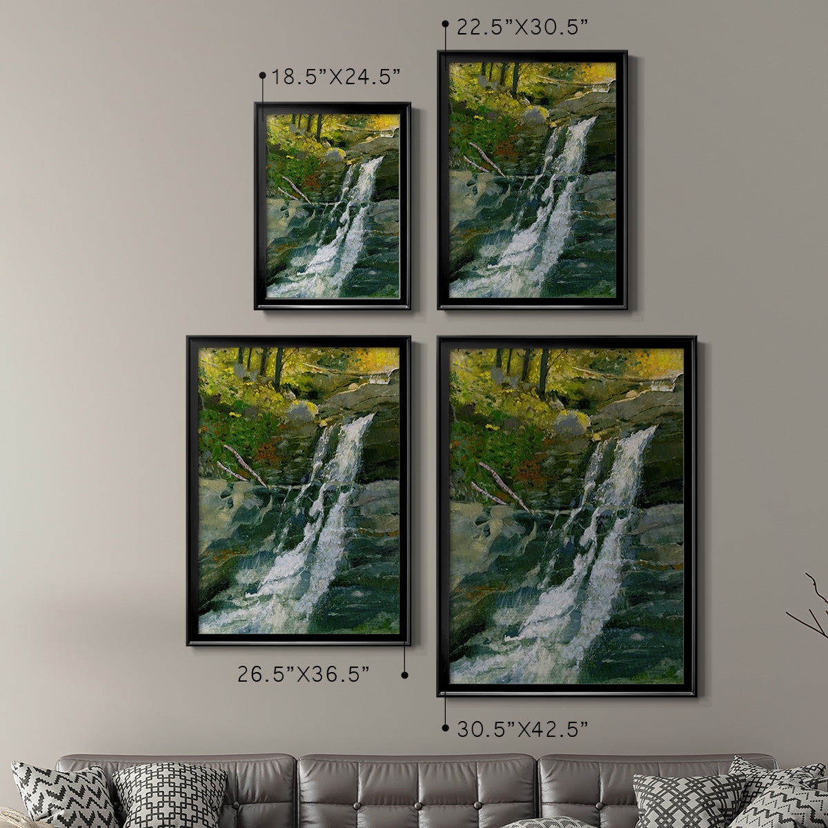 Kent Falls - Modern Framed Canvas Print