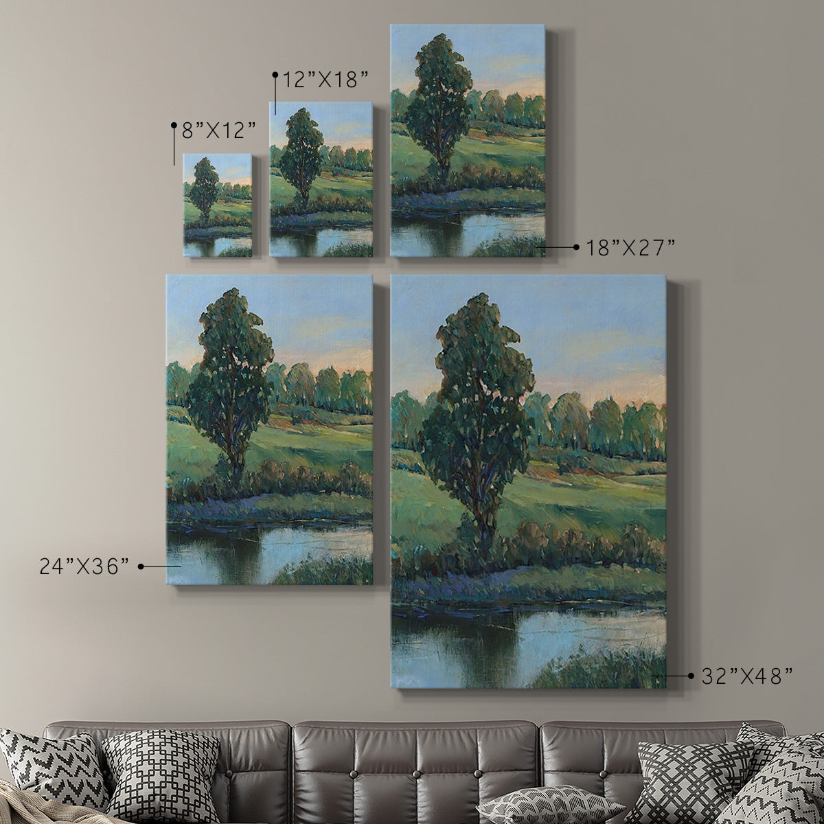 Tree by the Riverbank II Premium Gallery Wrapped Canvas - Ready to Hang