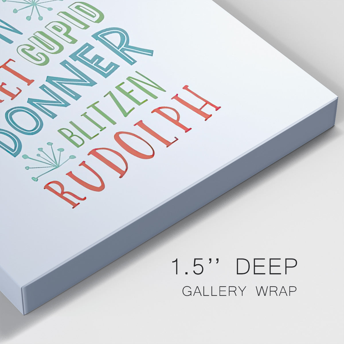 Reindeer Names  - Multicolor Light Gray - Gallery Wrapped Canvas