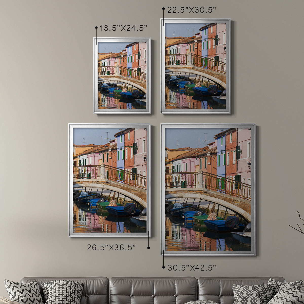 Colorful Canal - Modern Framed Canvas Print