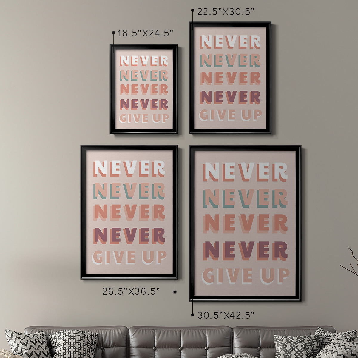 Never Give Up - Modern Framed Canvas Print