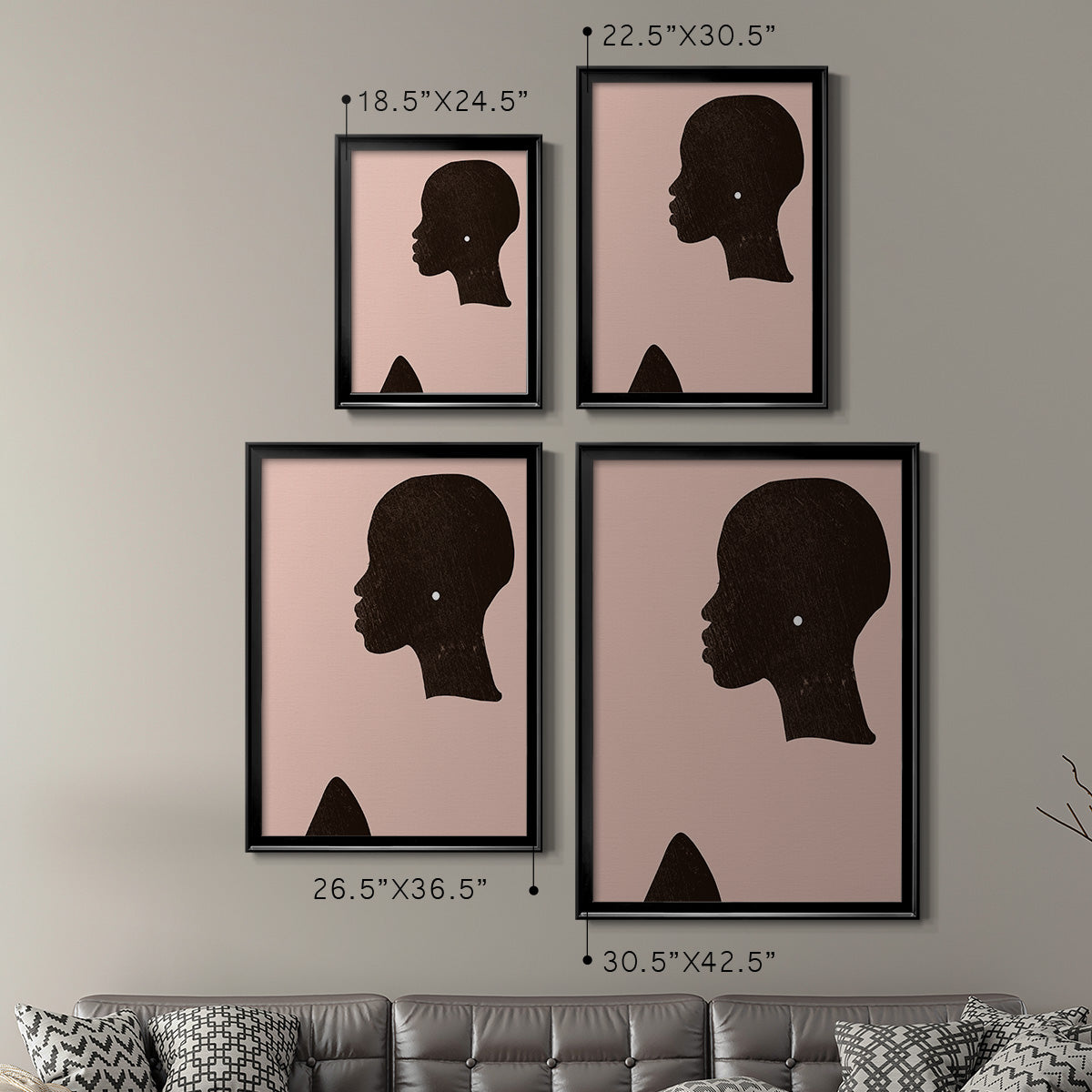 Pink Silhouette I - Modern Framed Canvas Print