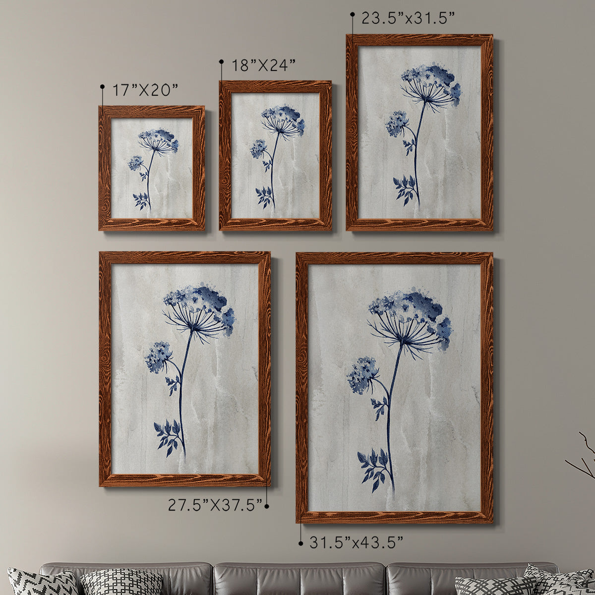 Indigo Botanical I - Premium Framed Canvas 2 Piece Set - Ready to Hang