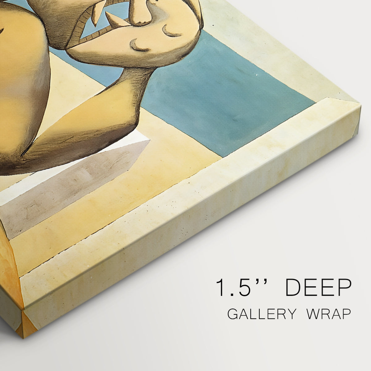 Canvas art print of abstracted figures embracing near shoreline, highlighting texture and gallery-wrapped edges