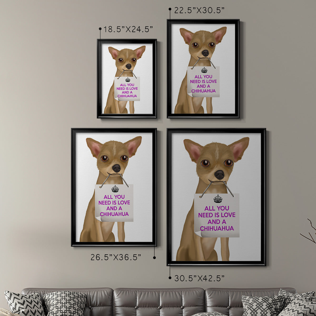 Love and Chihuahua - Modern Framed Canvas Print