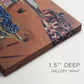 Close-up of a gallery-wrapped canvas corner showing a lively room scene with decorative detail, highlighting texture and print detail.
