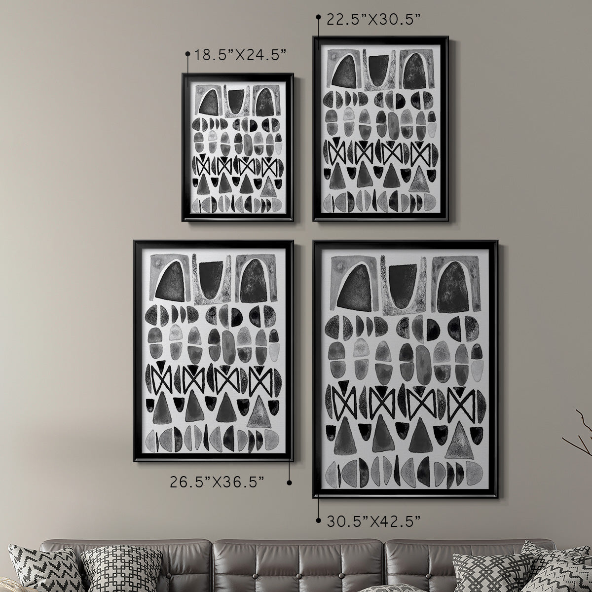 Grey Arches I - Modern Framed Canvas Print