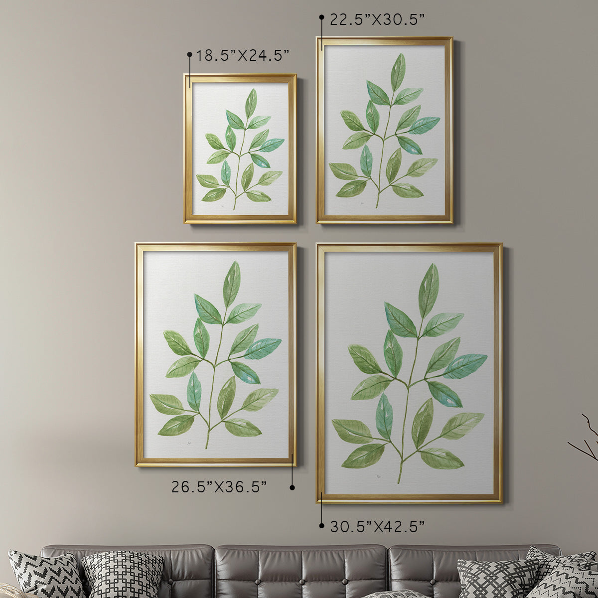 Spring Greens III - Modern Framed Canvas Print