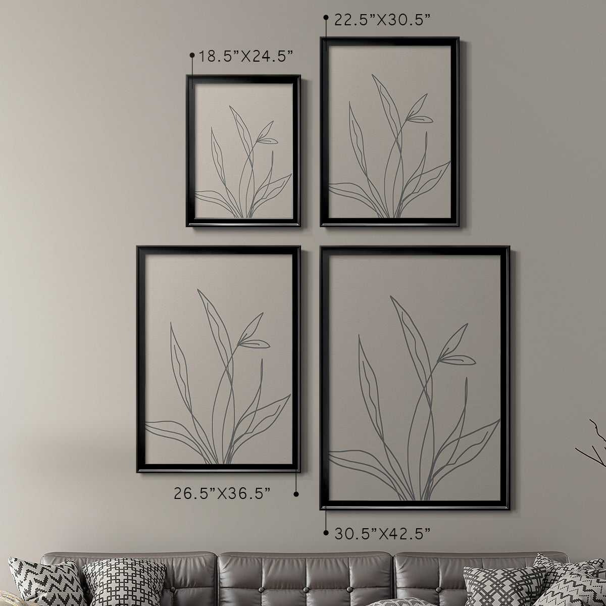 Neutral Lines II - Modern Framed Canvas Print