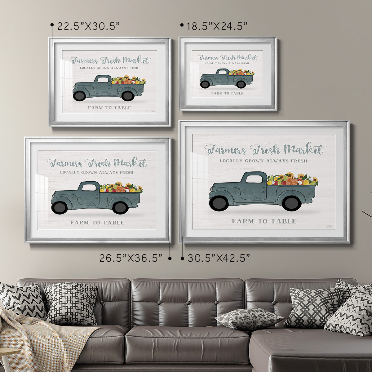 Fresh Sunflowers Truck - Modern Framed Art Print