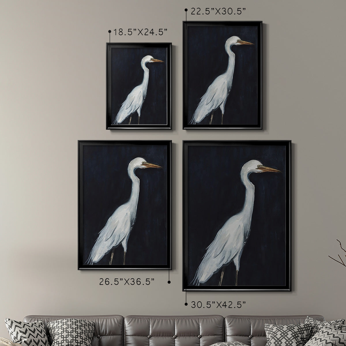 Calm Great Egret II - Modern Framed Canvas Print