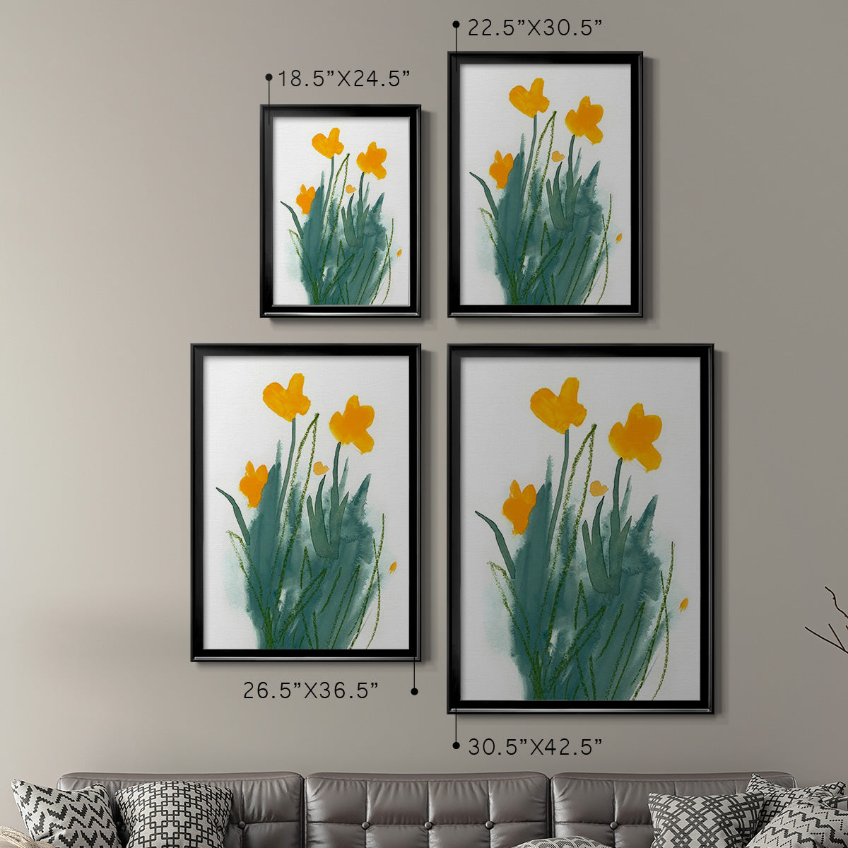 Daffodil Bunch I - Modern Framed Canvas Print