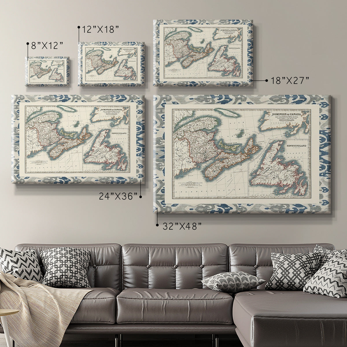 Bordered Map of Canada Premium Gallery Wrapped Canvas - Ready to Hang