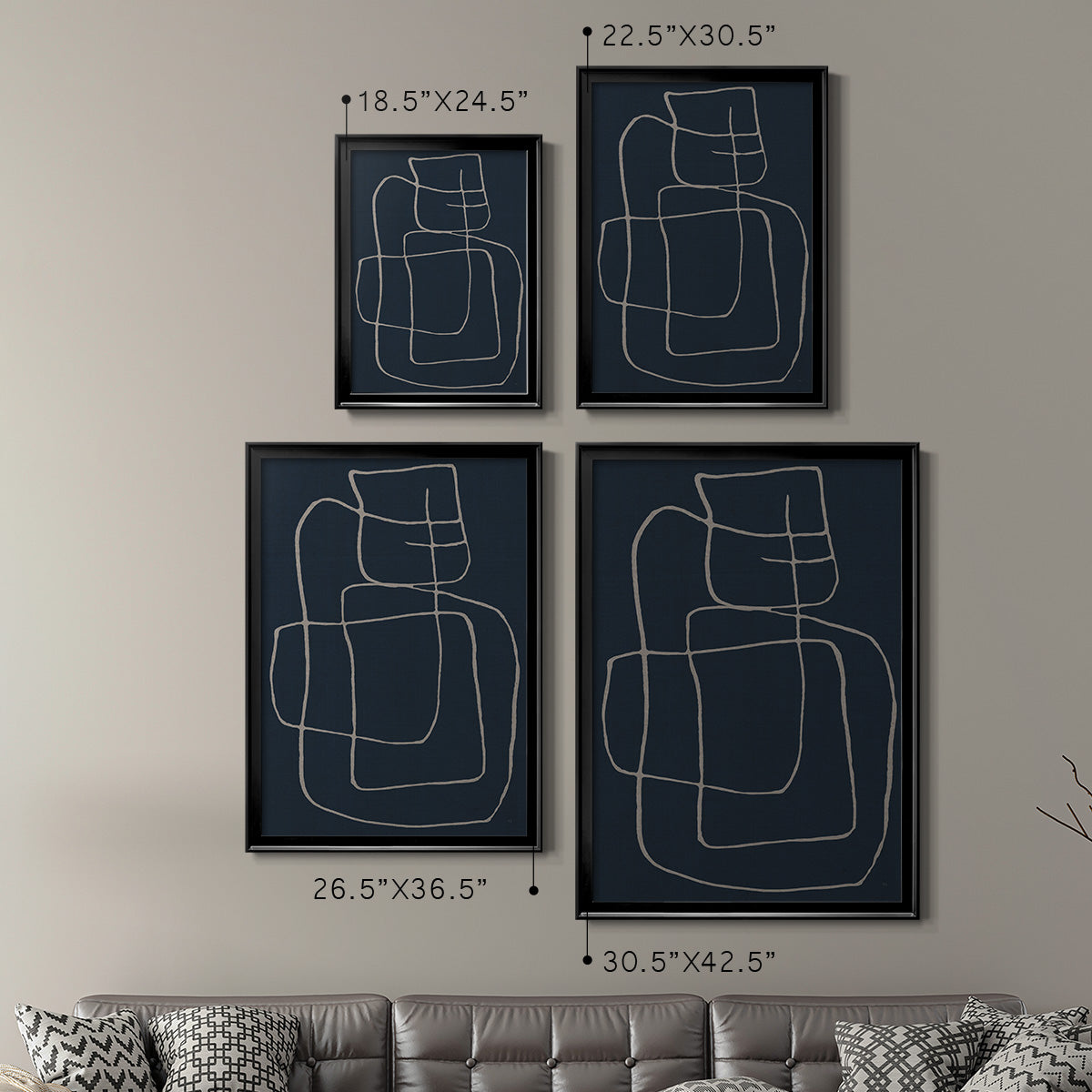 Shapes and Night Sky II - Modern Framed Canvas Print