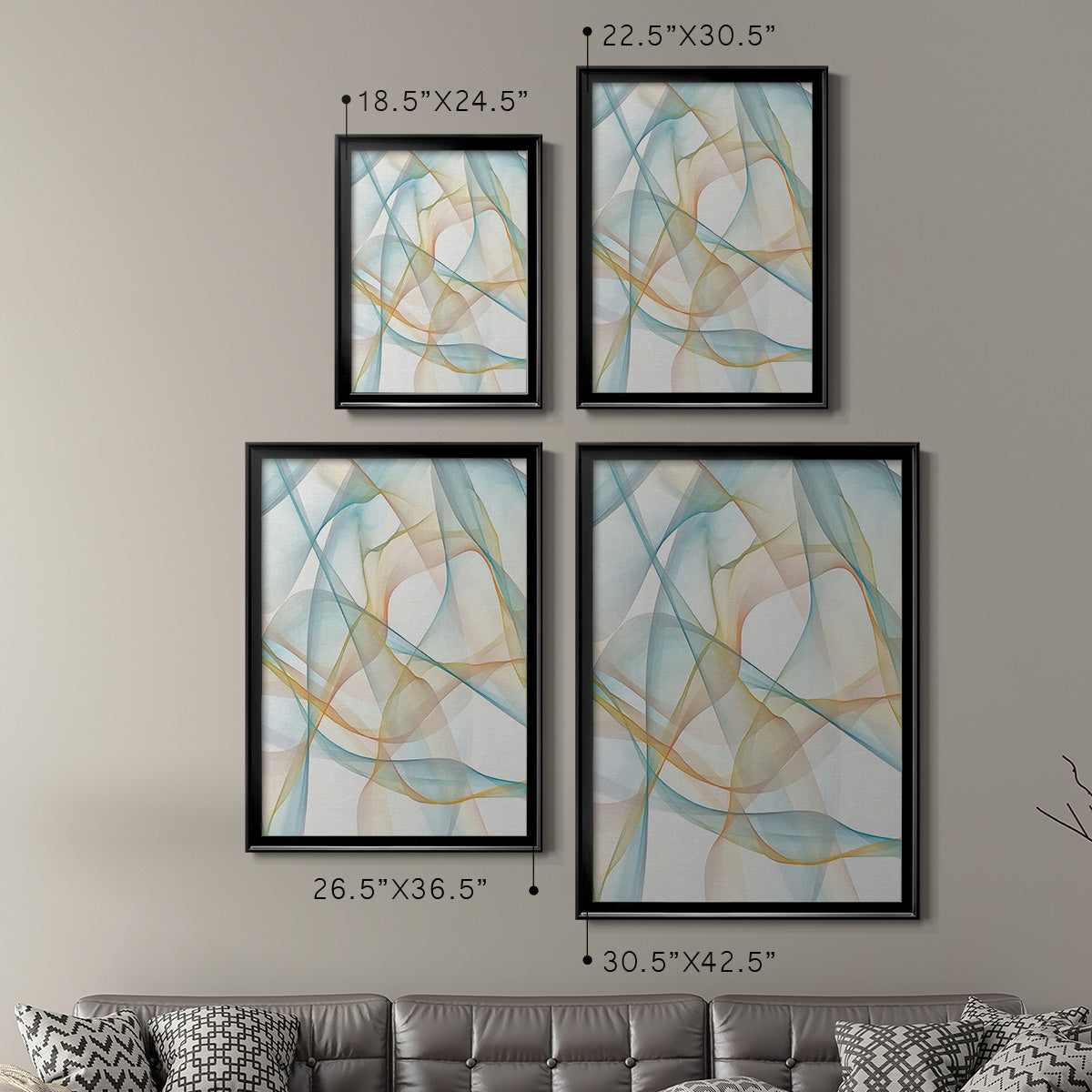 Curves and Waves III - Modern Framed Canvas Print