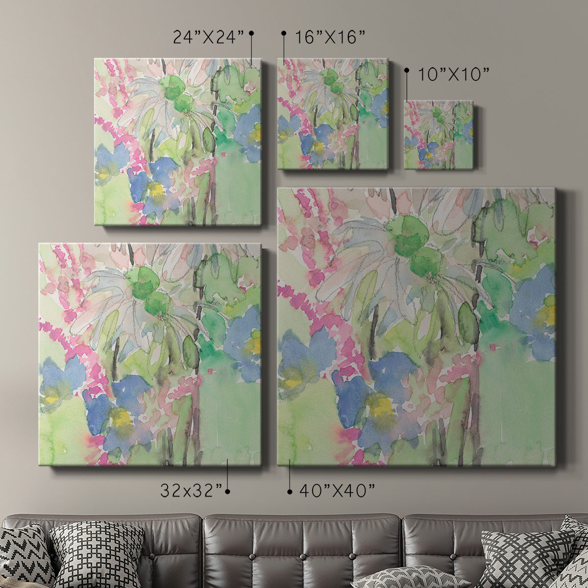 Watercolor Floral Accent I-Premium Gallery Wrapped Canvas - Ready to Hang