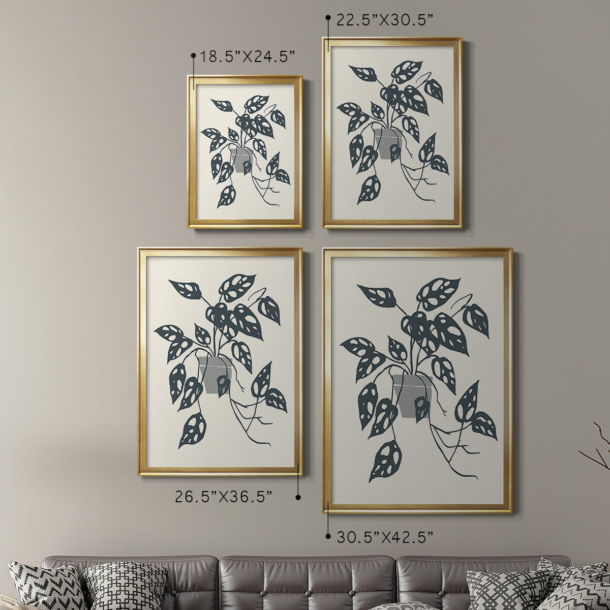 Growing Leaves I - Modern Framed Canvas Print