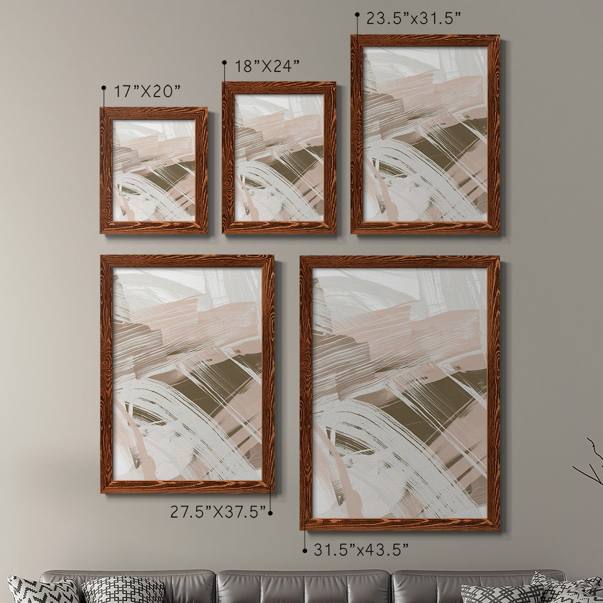 Earthtone Swipe I - Premium Framed Canvas 2 Piece Set - Ready to Hang