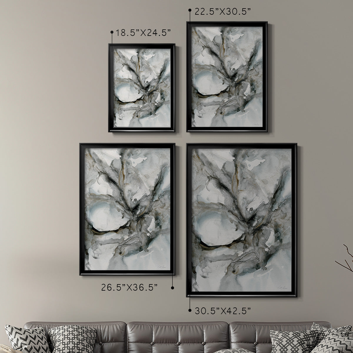 Marble Harmony - Modern Framed Canvas Print