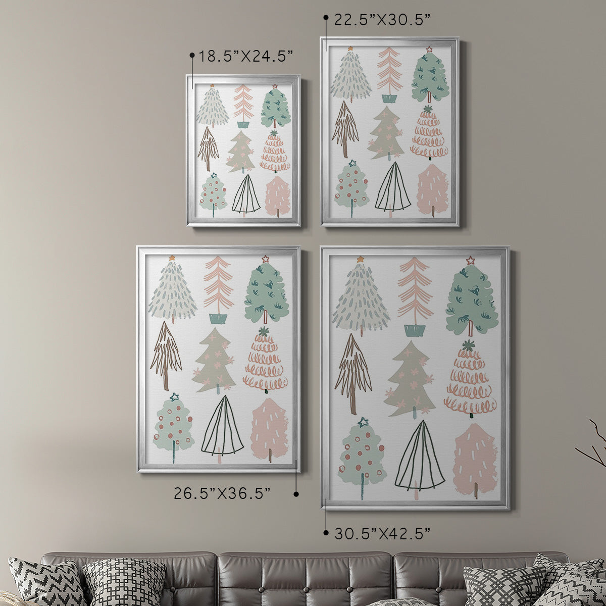 Christmas Tree Sketchbook I - Modern Framed Canvas Print