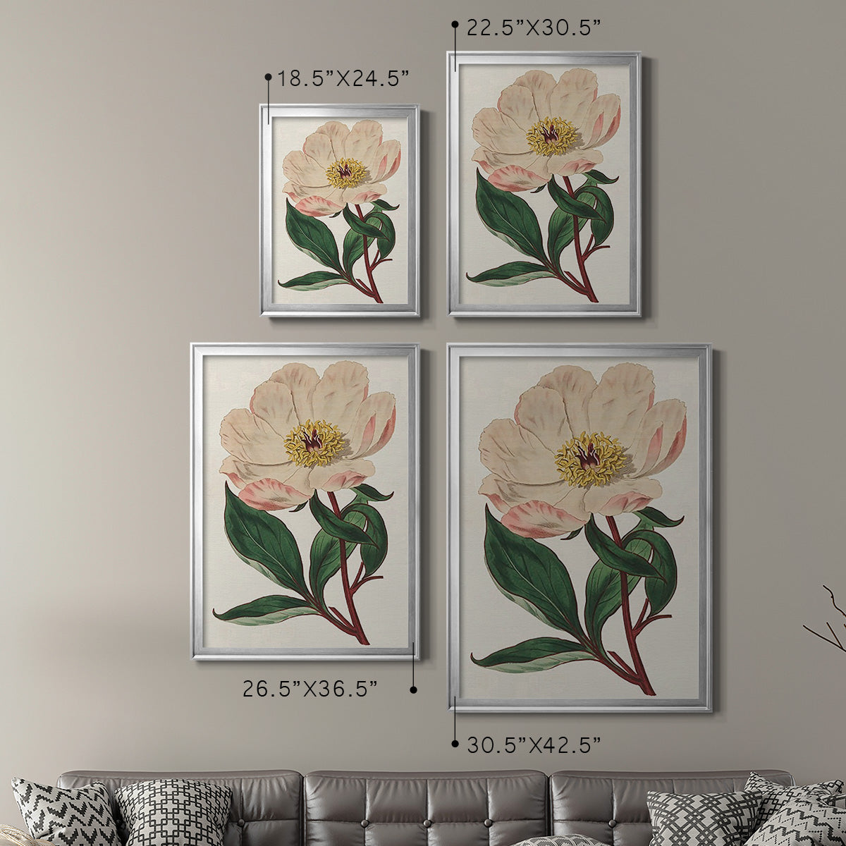 Pink Floral Mix VII - Modern Framed Canvas Print