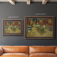 Impressionist interior of a night café by Vincent van Gogh in an ornate bronzed mahogany wood frame shown in multiple size options.