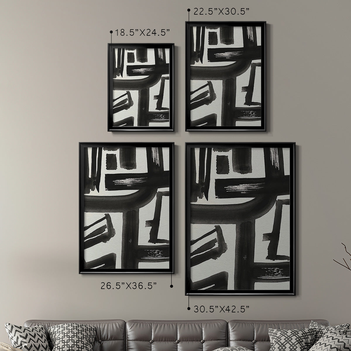 Inkwell Intersect II - Modern Framed Canvas Print