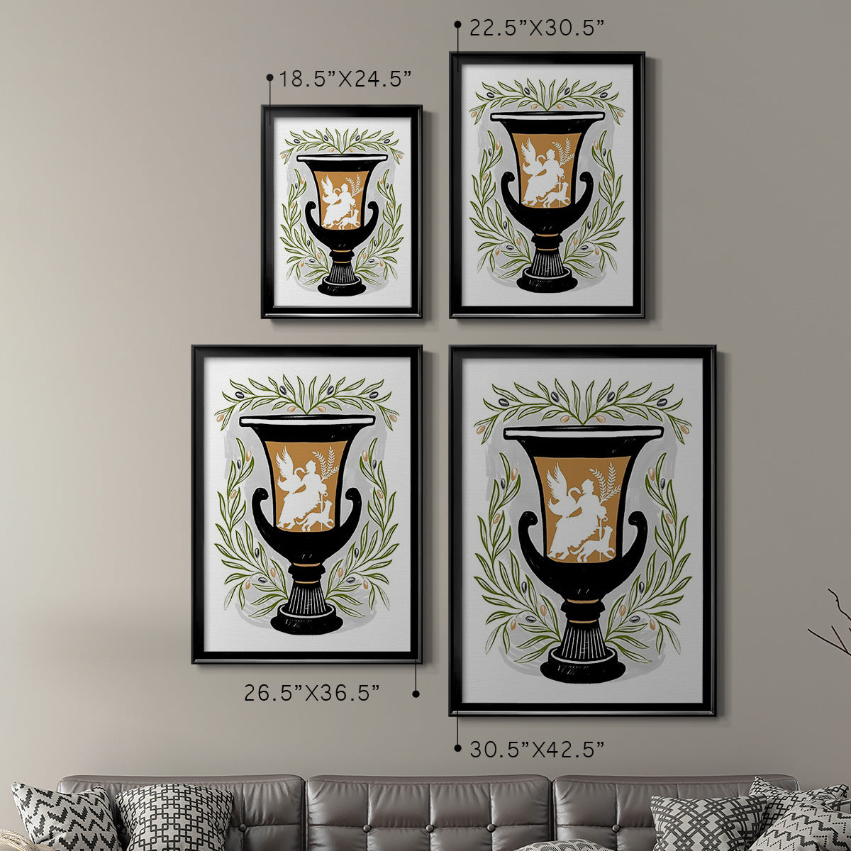 Greek Vases I - Modern Framed Canvas Print