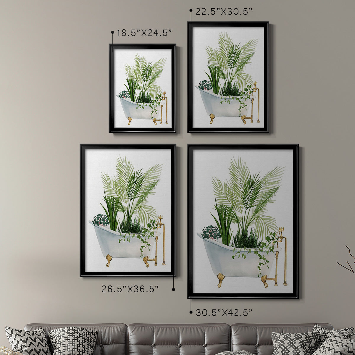 Plant Bath I - Modern Framed Canvas Print