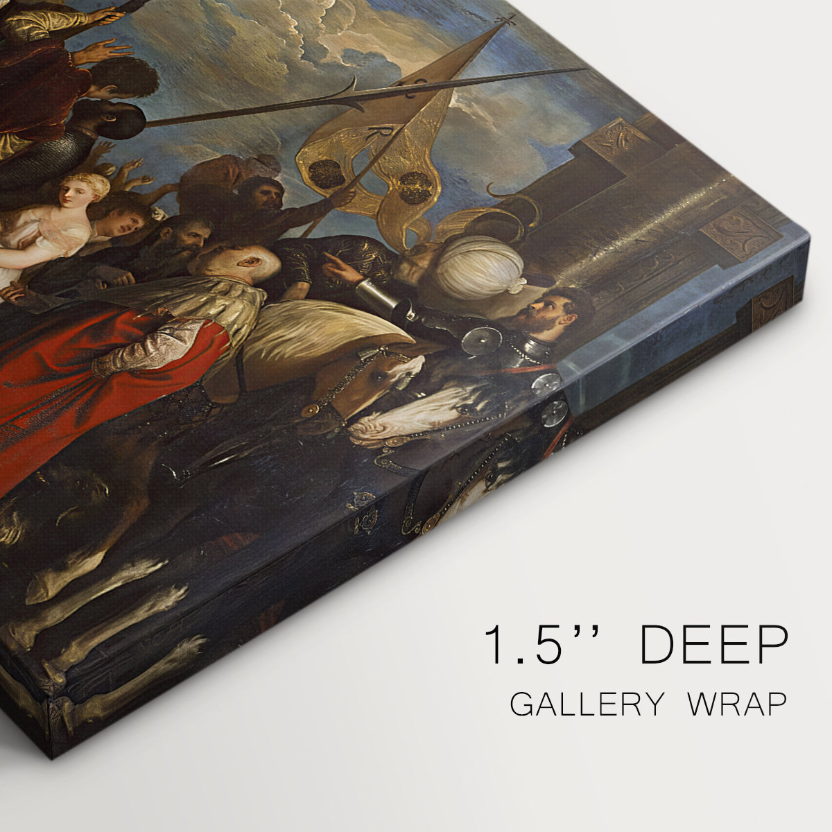 Canvas art print of a crowded religious scene with central figure presented before gathered crowd, highlighting texture and gallery-wrapped edges