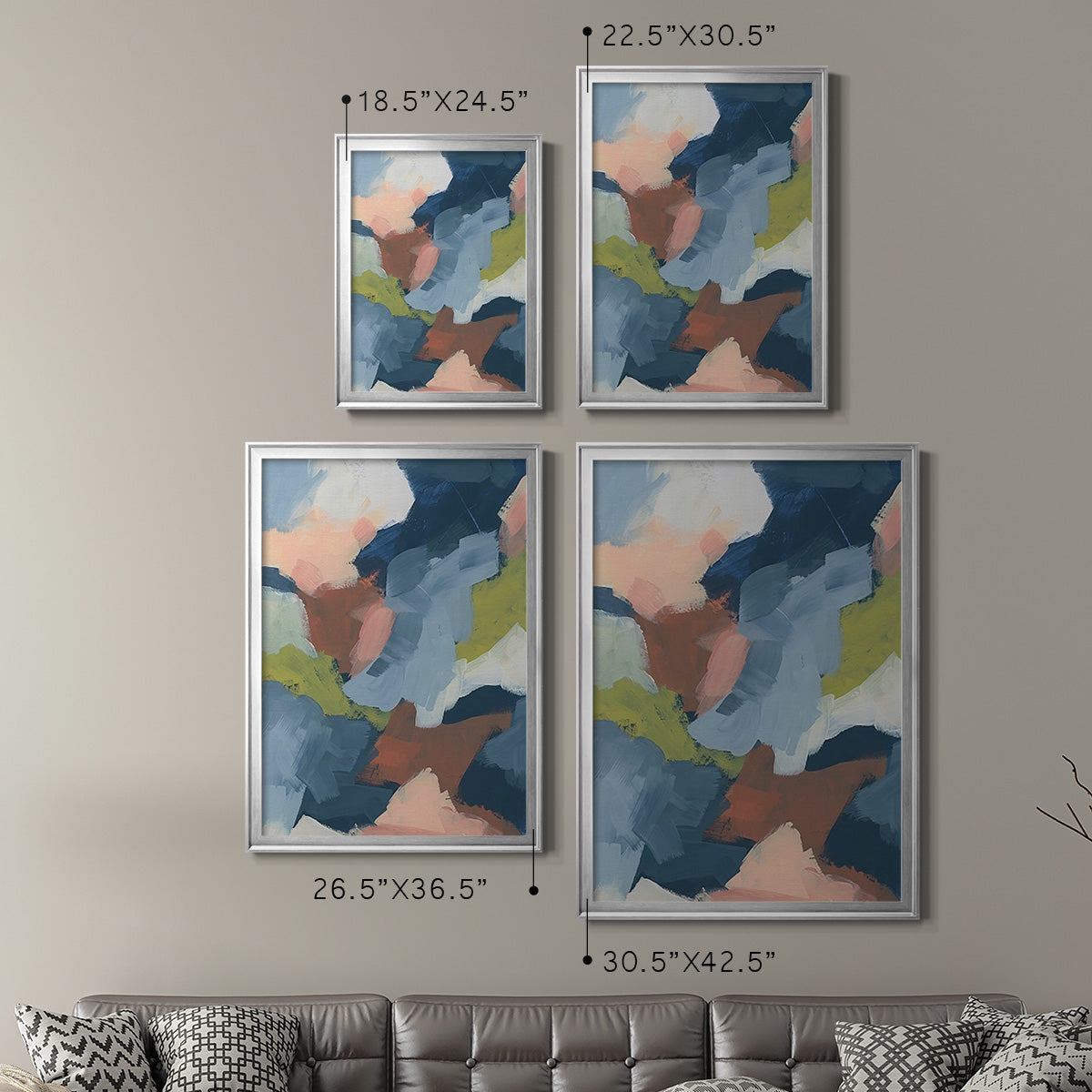 Soft Indigo Atmosphere II - Modern Framed Canvas Print