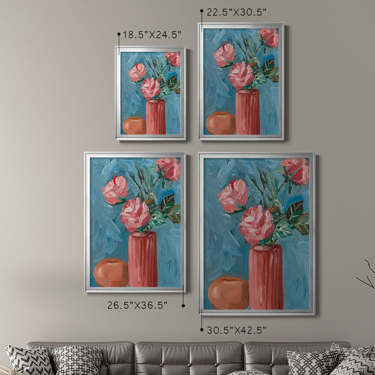 Rosa Blooms II - Modern Framed Canvas Print