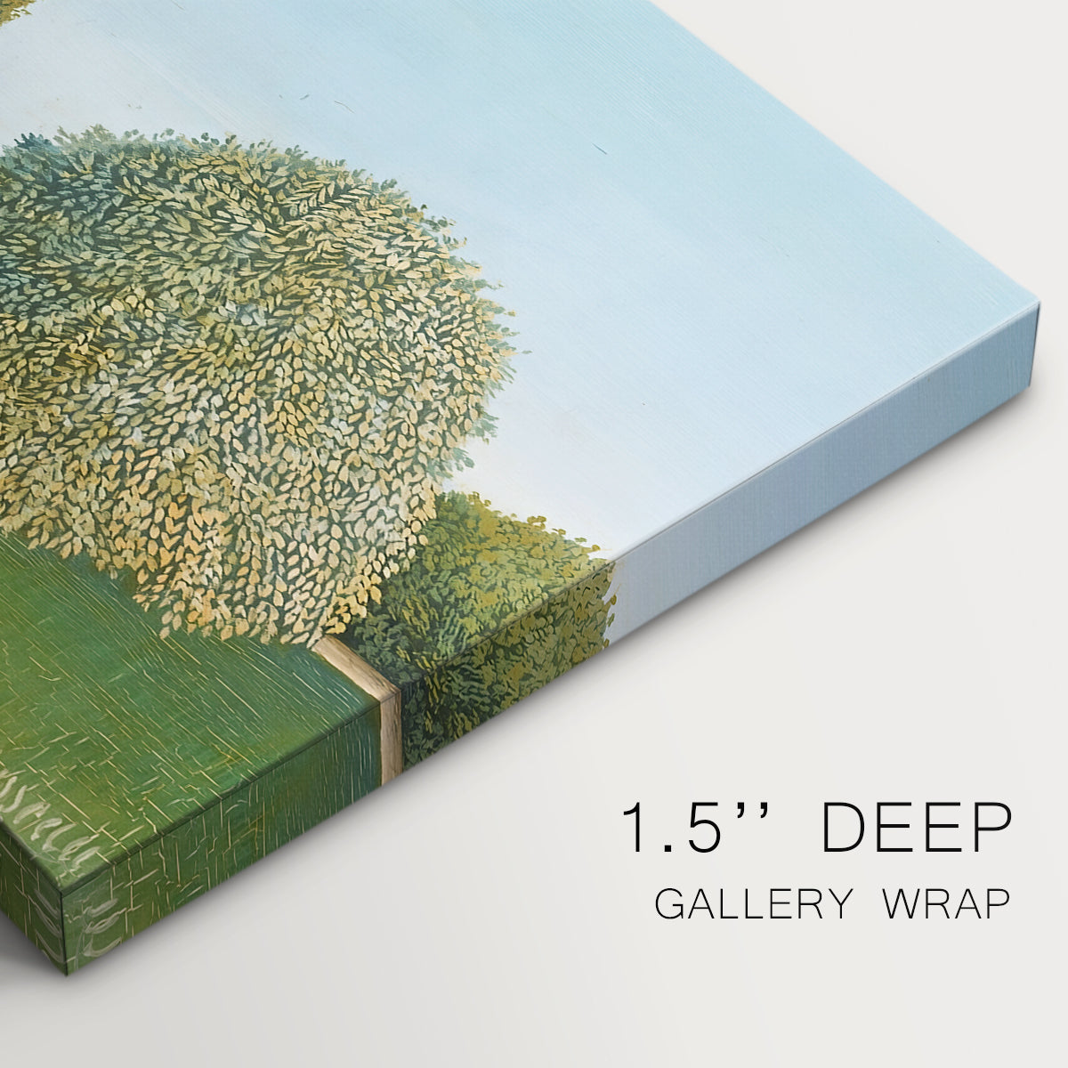 Canvas art print of grazing animals in open meadow with trees and simple landscape, highlighting texture and gallery-wrapped edges
