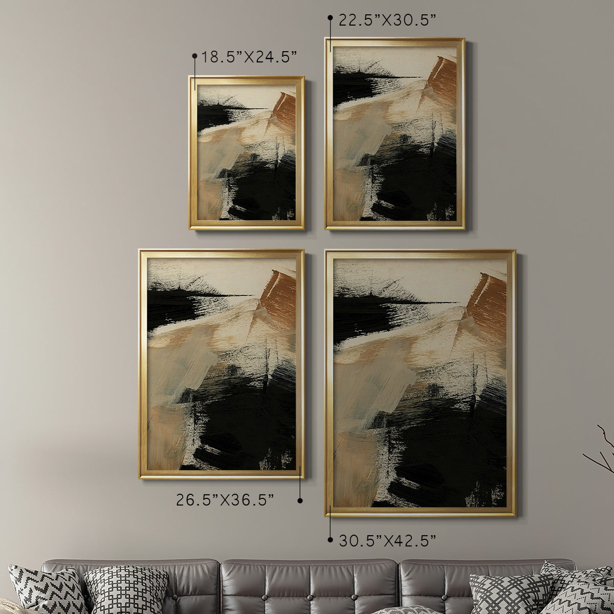 Baked Paintstrokes III - Modern Framed Canvas Print