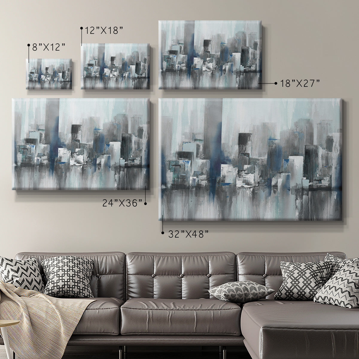 Cityscape in Blues Premium Gallery Wrapped Canvas - Ready to Hang