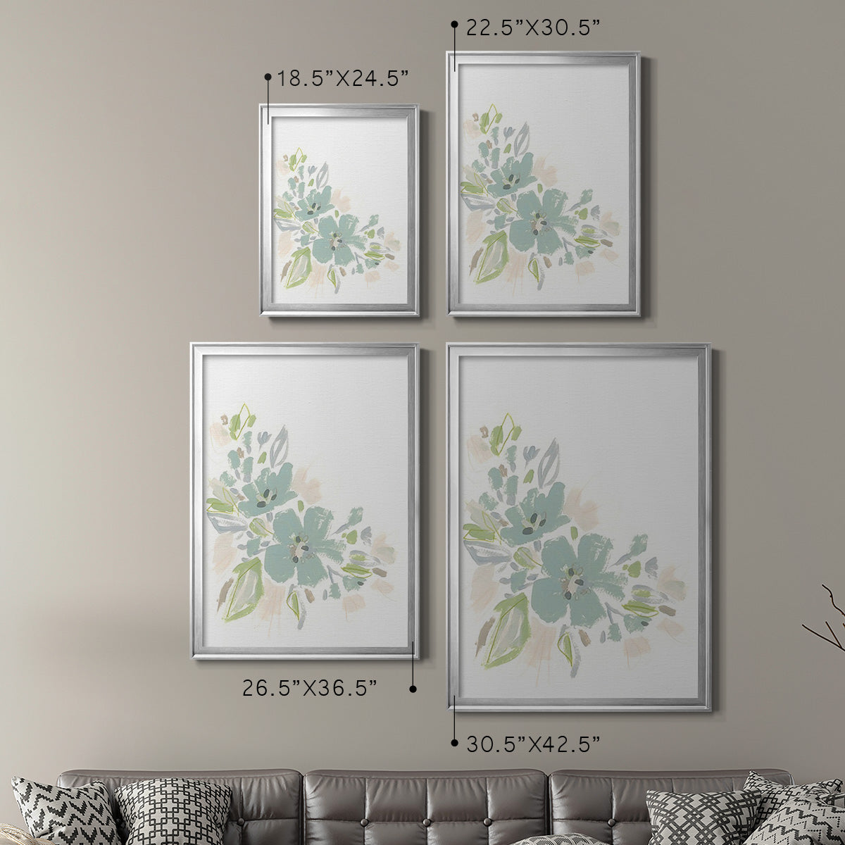 Seafoam Petals I - Modern Framed Canvas Print