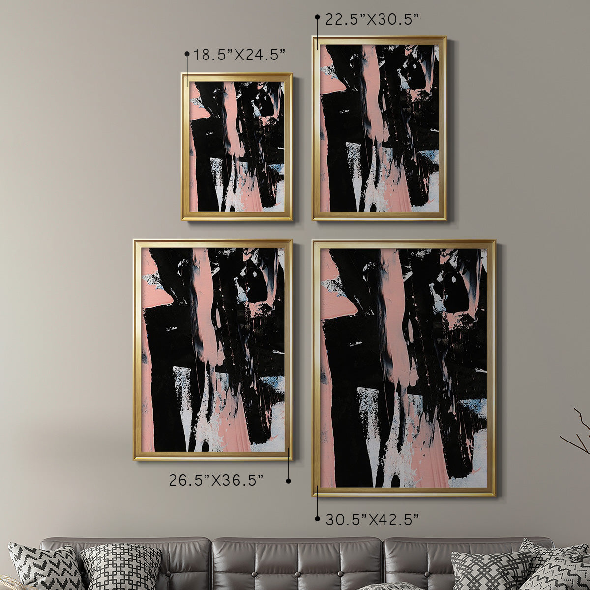 Black & Blush I - Modern Framed Canvas Print