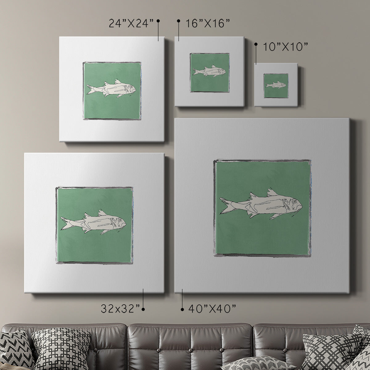 Block Print Fish VII-Premium Gallery Wrapped Canvas - Ready to Hang