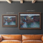 Impressionist rocky seascape by Claude Monet in an ornate bronzed mahogany wood frame shown in multiple size options.
