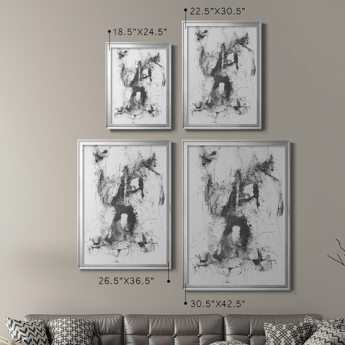 Graphite Abstract II - Modern Framed Canvas Print