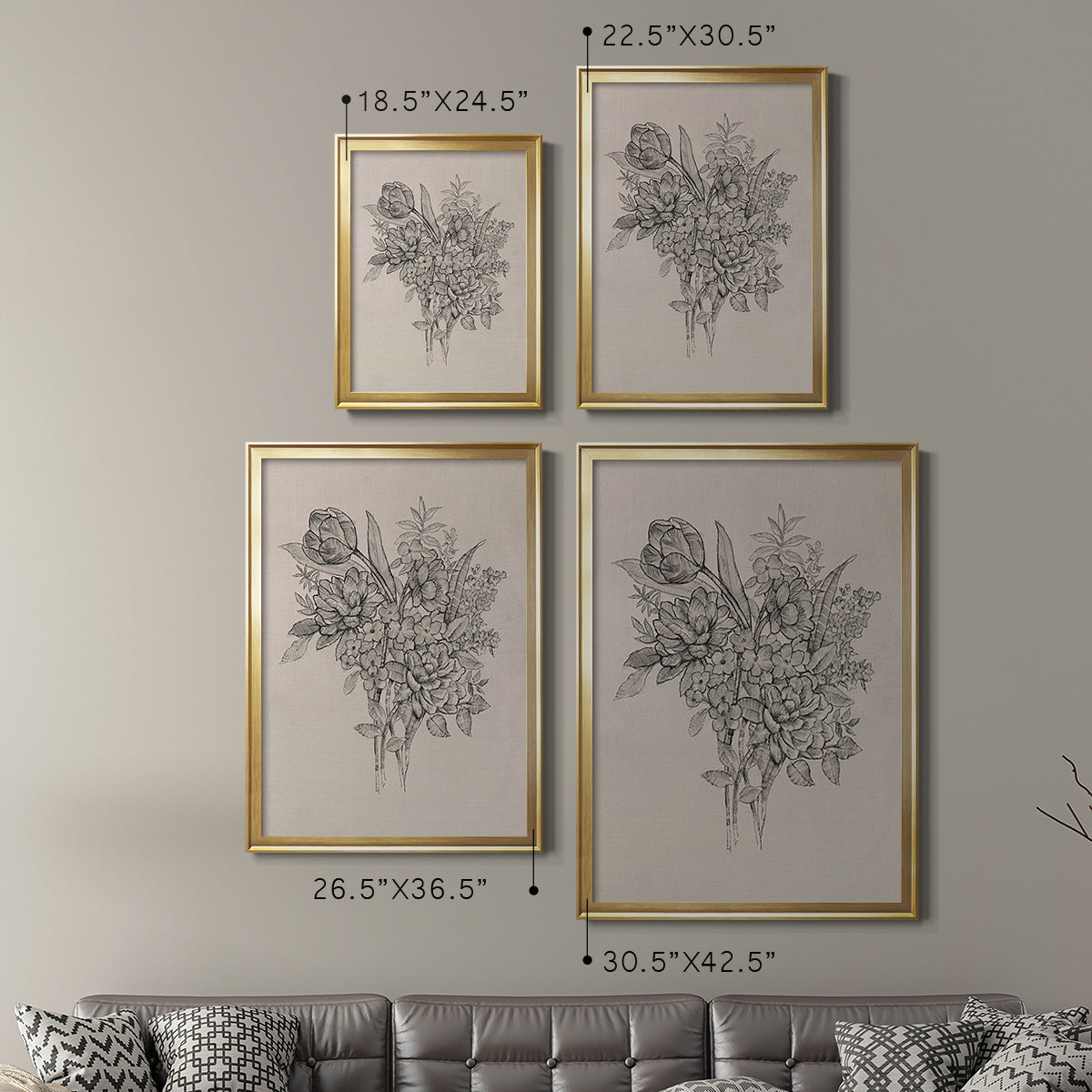 Floral Bouquet I - Modern Framed Canvas Print