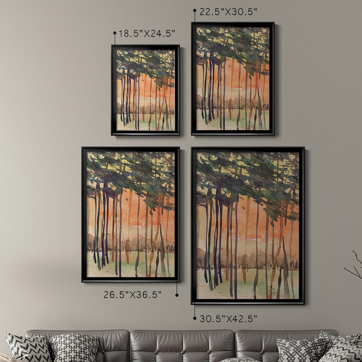 Between the Trees II - Modern Framed Canvas Print