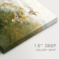 Canvas art print of ducks moving through grassy wetland near water's edge, highlighting texture and gallery-wrapped edges