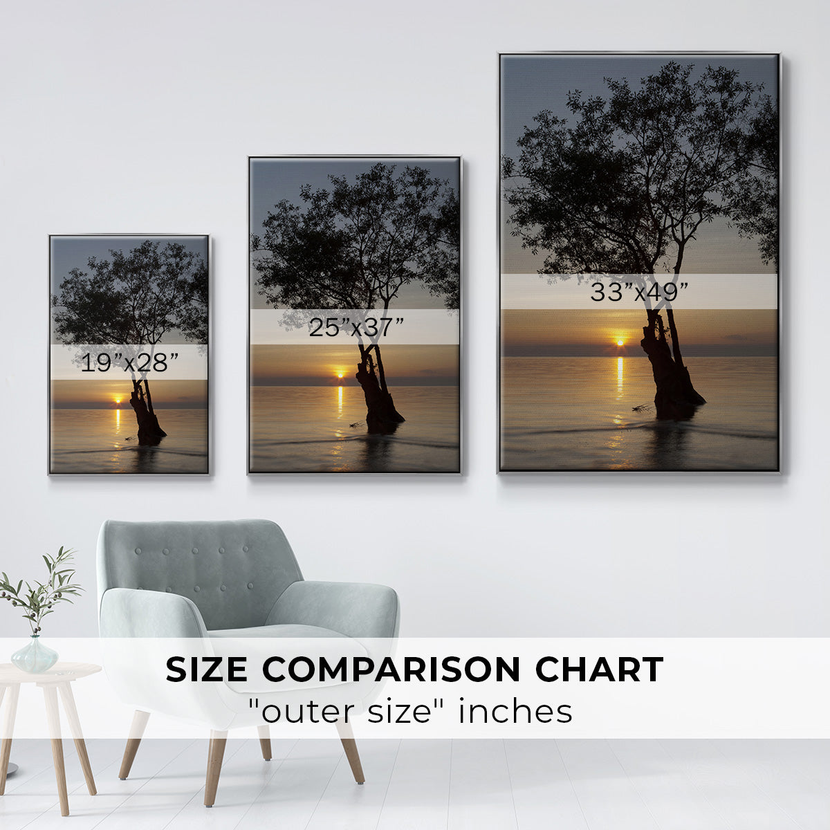 Sunset Silhouette - Framed Premium Gallery Wrapped Canvas L Frame - Ready to Hang