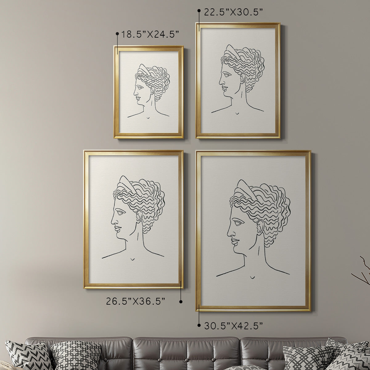 Greek Busts III - Modern Framed Canvas Print